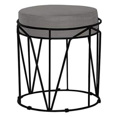 Imagem de Puff Decorativo Sala de Estar Base Preto Chloe Veludo Cinza - Gran Belo