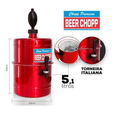 Imagem de Chopeira A Gelo Portatil Chopp Premium Vermelha 5,1 Lts - Beer