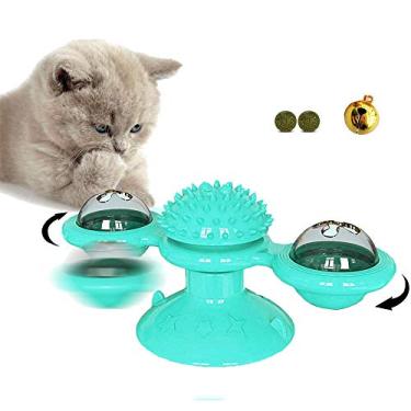 Imagem de Brinquedo de gato com ventosa e ventosa multifuncional, multifuncional, com pontas e sinos para gatos/gatos, escova de pelos com tique-taque, brinquedo interativo para provocar gatosPeSandy azul