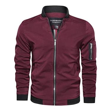 Imagem de SevenDwarf casaco masculino Jaqueta de manga comprida com colarinho jovem leve corta-vento bomber à prova de vento jaqueta casual com zíper casacos outwear
