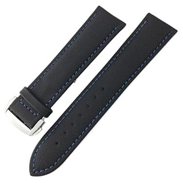 Imagem de DFAMIN Pulseira de relógio de lona de nylon 19mm 20mm 21mm 22mm para pulseira de relógio Seiko SKX (Cor: preto azul, tamanho: 21MM)