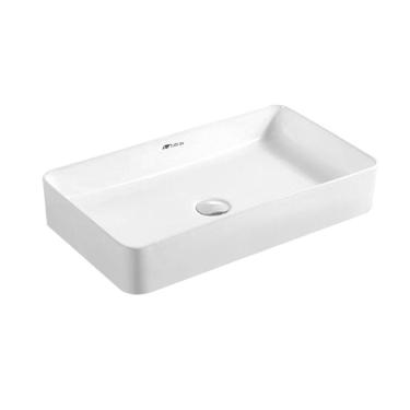 Imagem de Cuba Banheiro Lavabo Em Louça Branca 61x35 Sobrepor Retangular Tubrax - VAB0009