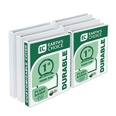Imagem de Samsill Anel redondo durável de 2,5 cm à base de plantas, feito nos EUA, fichário ecológico, certificado pela USDA de base biológica, pacote com 6, branco