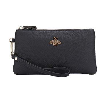 Imagem de imeetu Bolsa feminina de couro para celular com alça de pulso, 1 preto, 7.9 × 4.3 × 0.8 inches