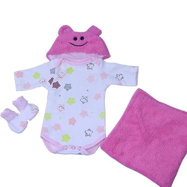 Imagem de Roupas para bebê reborn conjunto realista boneca recém-nascido laváveis estampa macacão baby de toque macio algodão com desenhos animados (Cor: 4, 45-50cm)