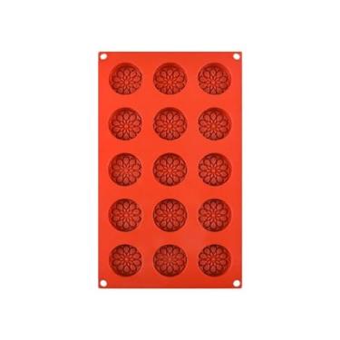 Imagem de Moldes de fondant de silicone de 15 furos moldes de bolo de mousse forma de flor acessórios de cozimento gadgets de cozimento presentes para amantes de panificação moldes de cozimento de silicone