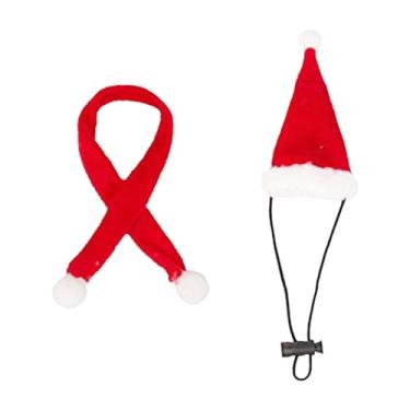 Imagem de ＫＬＫＣＭＳ Lenço de chapéu de Papai Noel de Natal, conjunto de roupas de fantasia de Natal de lagartos para lagartos répteis, 2 unidades
