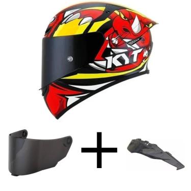 Imagem de Capacete KYT TT Course Rhino Vermelho Mais Viseira Fumê e Spoiler Fumê