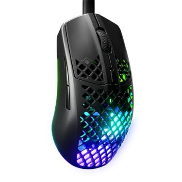 Imagem de SteelSeries Aerox 3 - Mouse para jogos Holey RGB - Design ultraleve resistente à água - Sensor óptico TrueMove Core de 8.500 DPI - Ônix