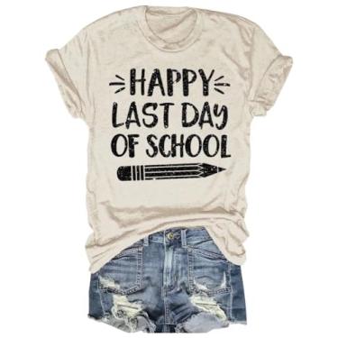 Imagem de Camisetas femininas com estampa inspiradora para o último/primeiro dia de aula 100 dias de escola amorosa, Marfim, XXG
