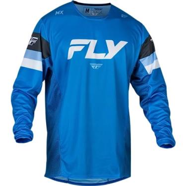 Imagem de Fly Racing Camiseta juvenil Kinetic Prix 2024 azul brilhante/carvão/branco juvenil XG; 377-420YXL