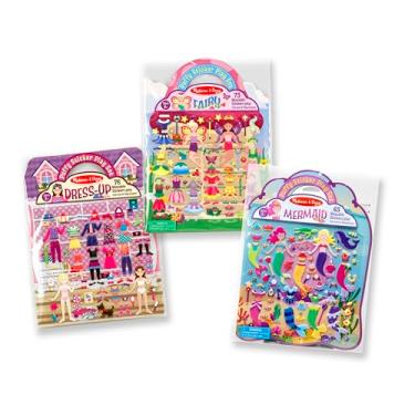 Imagem de Melissa & Doug Puffy Sticker Pads Set: Fairy, Dress-Up, and Mermaid - 216 Reusable Stickers