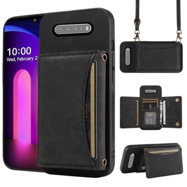 Imagem de Capa de telefone para LG V60 ThinQ V60ThinQ 5G G9 Thin Q Capa carteira com alça de ombro transversal e suporte de cartão de crédito de couro acessórios de celular com suporte fino LGV60 V 60 60ThinQ