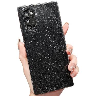Imagem de MINSCOSE Capa compatível com Samsung Galaxy Note 20 5G, linda capa fina com glitter, fina, à prova de choque, TPU brilhante, para meninas e meninas para Galaxy Note 20 de 6,7 polegadas - preta