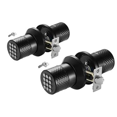 Imagem de Fechadura de porta de entrada sem chave com alça, maçaneta de porta de teclado, trava automática, maçaneta preta eletrônica à prova d'água, para casa, escritório, hotel (YL-98-preto-2 peças)..