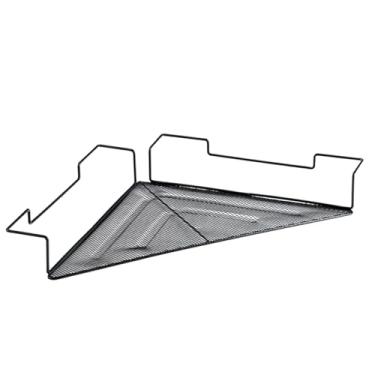 Imagem de Rack de armazenamento de artigos diversos de canto de fio de ferro com clipe de esfregão, dormitório de cubículo que economiza espaço, organizador de prateleira de canto de malha para caddy, notebook,