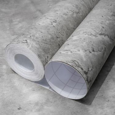 Imagem de WAPANE Papel de parede de concreto cinza 59,9 cm x 1,820 cm, cinza claro Papel de contato de cimento texturizado fosco 3D, papel de parede autoadesivo e removível
