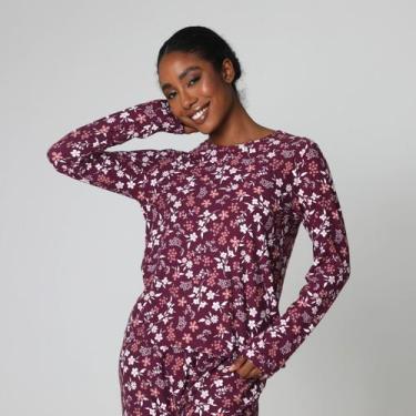 Imagem de Pijama Estampado Floral Vinho - Uniq