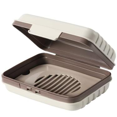 Imagem de Suporte para sabonete de viagem, sabonete em barra, recipiente de viagem, saboneteira portátil, caixa para viagens, camping, caminhadas, academia, banheiro, férias, ao ar livre (Caril Branco)