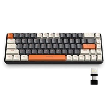 Imagem de YINDIAO Teclado Mecânico para Jogos K68 60% Sem Fio, Bluetooth 5.0/2.4 GHz, Receptor USB-C 2 em 1, Troca a Quente, Layout Compacto EUA de 68 Teclas, Economia de Energia, Interruptor Azul