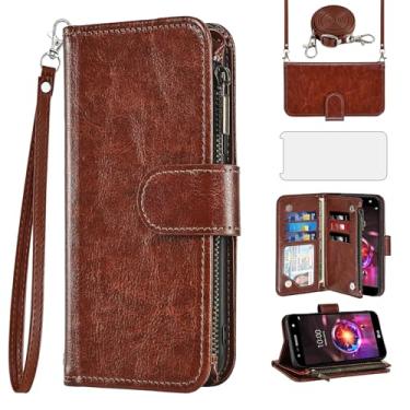 Imagem de Asuwish Capa de celular para LG X Charge/Fiesta 2 LTE/X Power 3/X5/LV7 carteira com protetor de tela, alça transversal com zíper, suporte para cartão LG-M322 XPower 2 SP320 M327 M322 mulheres meninas