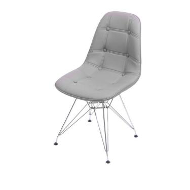 Imagem de Cadeira Eames Dkr Botonê Assento Pu Cinza Base Cromada