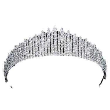 Imagem de Réplica de tiara Queen Mary com franjas, zircônia cúbica, princesa diadema para casamento, acessórios de joias, acessórios para cabelo CH10345, Medium, Cristal, Zircônia cúbica