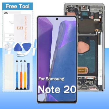 Imagem de Substituição de tela para Samsung Galaxy Note 20 5G /Note 20 4G SM-N981U, SM-N981A, SM-N981W, SM-N980 17.0 cm (OLED) LCD Display Digitalizador Touch Assembly Repair (cinza com moldura)