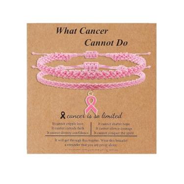 Imagem de LANWLOSI Pulseiras femininas de conscientização do câncer de mama para mulheres presentes de sobrevivência do câncer de mama acessórios de conscientização do câncer de mama presentes para mulheres,