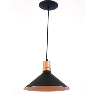 Imagem de Pendente Chapéu Emalustres Médio Preto/Cobre