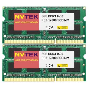 Imagem de NVTEK 16GB (2X8GB) DDR3 1600MHZ PC3-12800 SODIMM 2Rx8 1.35V 204-PIN Non-ECC Laptop PC Memória KIT
