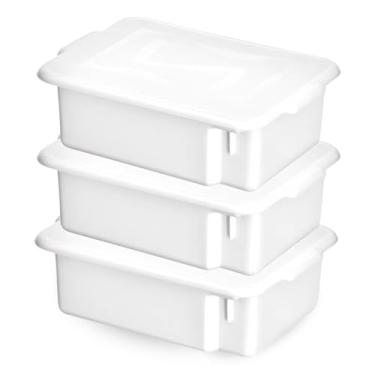 Imagem de Caixa Organizadora Branca 5,65 L Kit C 3 Empilhável C/Tampa