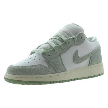 Imagem de Nike Air Jordan 1 Tênis de basquete escolar de baixa qualidade Sky J verde-oliva claro/preto/celadon FD9092-300, Branco/Seafoam-Sail, 18