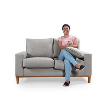 Imagem de Sofa Living Istambul 2 Lugares Linho Essencial Estofados (Linho, Cinza)