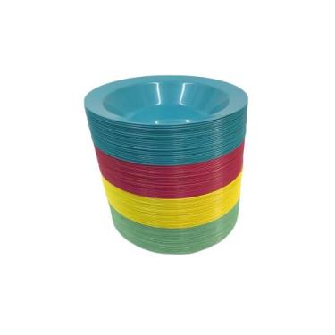 Imagem de Kit Pratos De Plástico Cozinha Conjunto Colorido 10 Unidades - CasaBeb