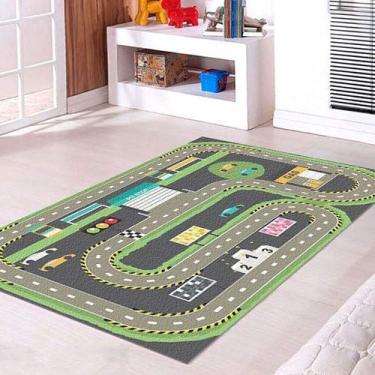 Imagem de Tapete Infantil Pista 60x120 Antiderrapante - Style Brazil, Cinza escu