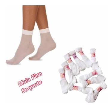 Imagem de Kit 50 Par De Meia Fina Soquete Clássica Branca