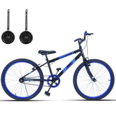 Imagem de Bicicleta Infantil Aro 24 Com Rodinhas Sem Marchas - FORSS, Preto