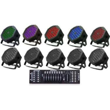 Imagem de 10 Canhão Refletor Led Par 64 Rgb Triled 36 Leds 3w + Mesa DMX 512 - M