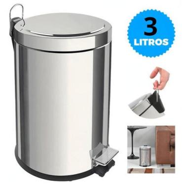 Imagem de Lixeiras Cesto Com Alça De Lixo Com Pedal 3,5 e 12 Litros Inox Banheir