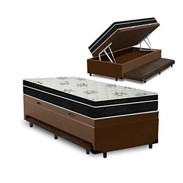Imagem de Cama Box Baú e Auxiliar Solteiro + Colchão Molas - Physical Nanolastic - Ortobom (Marrom)