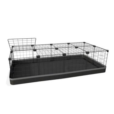 Imagem de Cercado 60x120x30 Cm Preto com Teto Bandeja Higiênica Nylon Cinza - IG