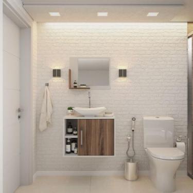 Imagem de Gabinete P/Banheiro Soft 60 cm C/cuba L38 e Espelheira - Compace, Bran