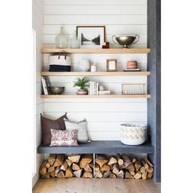 Imagem de Kit 3 Prateleiras 60X20 Suporte Invisível Madeira Maciça - Loja Do Pin