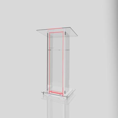 Imagem de Púlpito em Acrílico para Igreja e/ou Eventos com Gravação e Led grátis Mod. Lucas, Transparente (Tradicional, Moderna ou Sem Gravação) Cores em Led (Sem Gravação, LED VERMELHO)