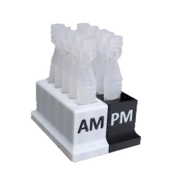 Imagem de Znet3D Suporte de frasco de colírio para frascos descartáveis de uso único – Compatível com as principais marcas, duas cores com laterais AM/PM para rastreamento de uso, disponível em tamanhos de 10