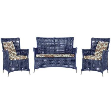 Imagem de Jogo Sofá e 2 Poltronas de Área Igapó Alumínio Pintura Fendi Corda Náu