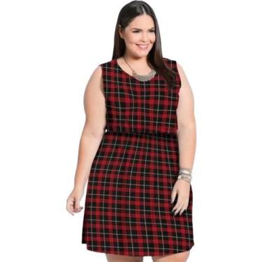Imagem de Vestido Vermelho Xadrez Plus Size Casual e Para Festas - Marguerite, G