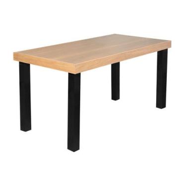 Imagem de Mesa de Jantar Industrial Felícia Retangular 140x80cm Madeira Base Alu