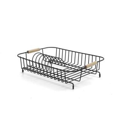 Imagem de Escorredor De Pratos De Ferro E Madeira Preto Oikos